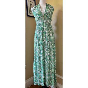 Lost‎ + Wander Womens Tropical Resort Green Maxi Dress Sz S Floral Island Beach